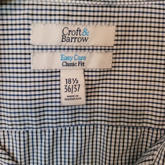 Croft & Barrow Men's Easy Care Classic Fit Dress Shirt XXL 2XL Blue Checkered - Picture 5 of 5